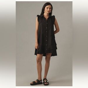 Anthropologie Button-Front Pleated Dress